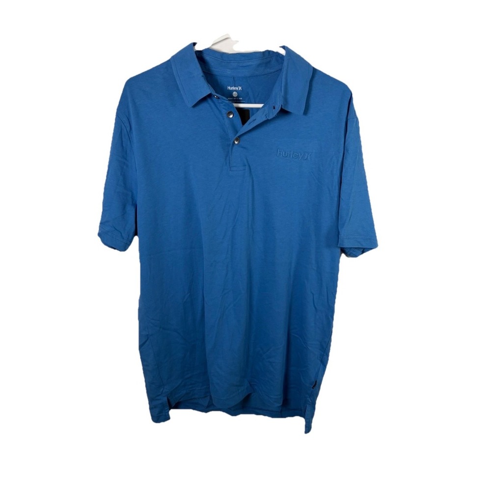 NWT Hurley Polo Shirt Wander On‎ Short Sleeve Blue Sea View Men M Cotton NEW